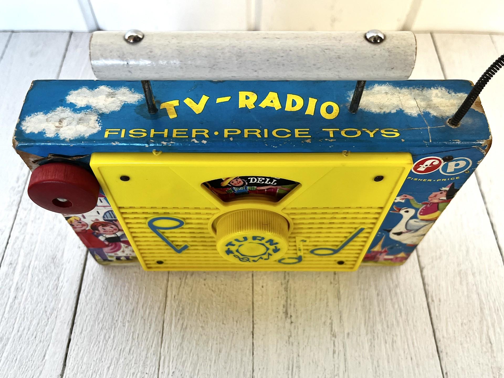 Vintage 60's Fisher Price Wooden TV Radio 'farmer in the Dell