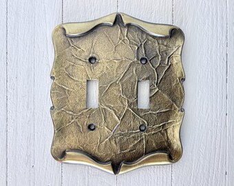 Vintage Brass Metal Dual (Two Toggle) Light Switch Cover