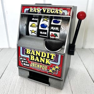 Vintage Las Vegas Bandit Bank Jackpot Slot Machine Toy