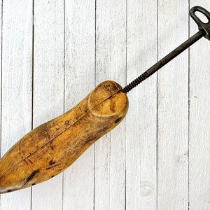 Antique Wood and Steel Manual Shoe Form (Adult Size), Stretcher, Tree, Vintage Primitive Farmhouse Decor