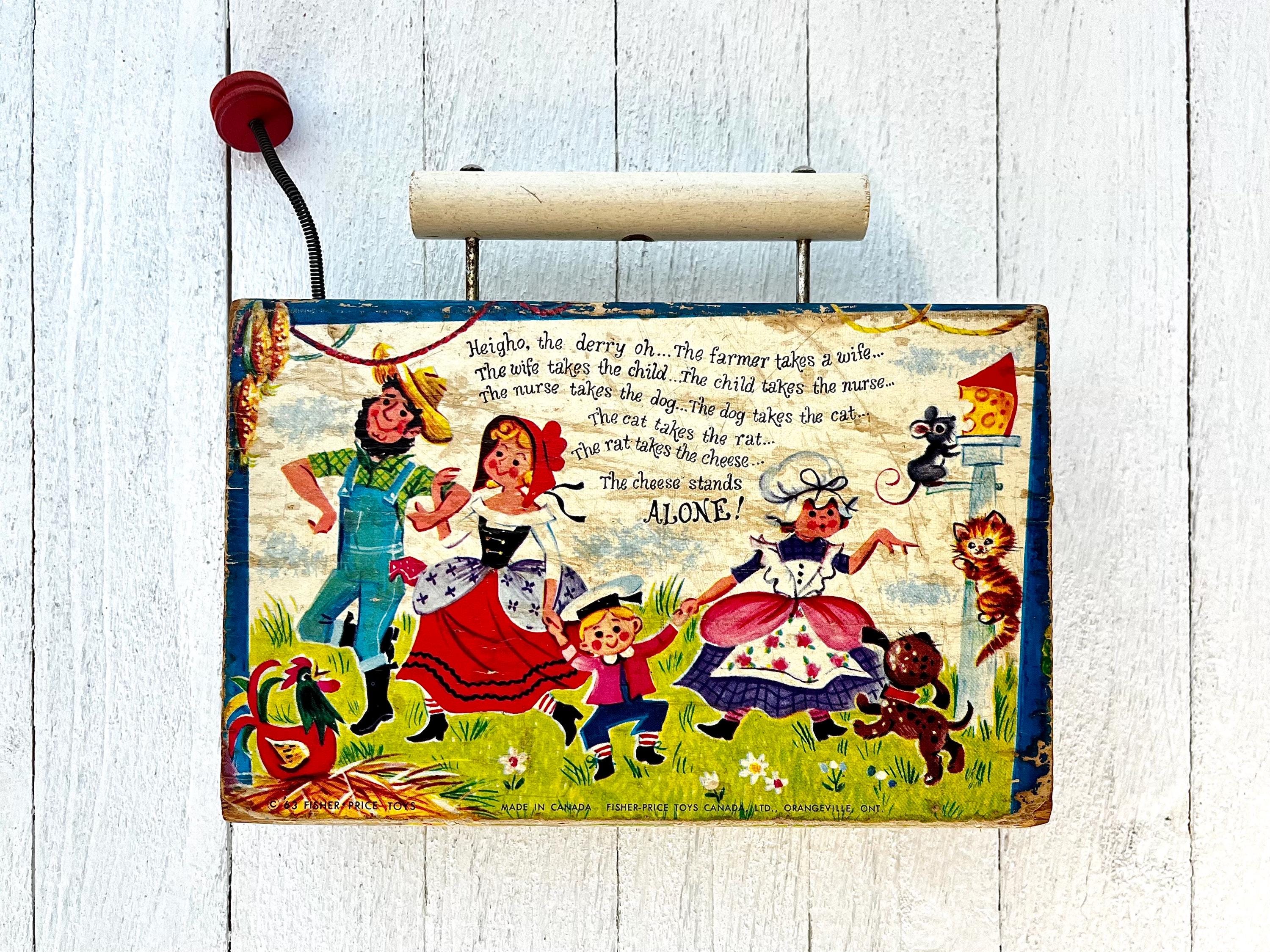 Vintage 60's Fisher Price Wooden TV Radio 'farmer in the Dell