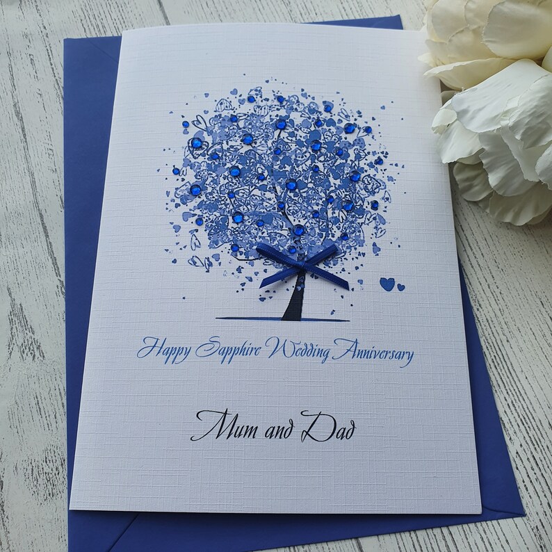 65th 45th Sapphire Wedding Anniversary Card Handmade | Etsy