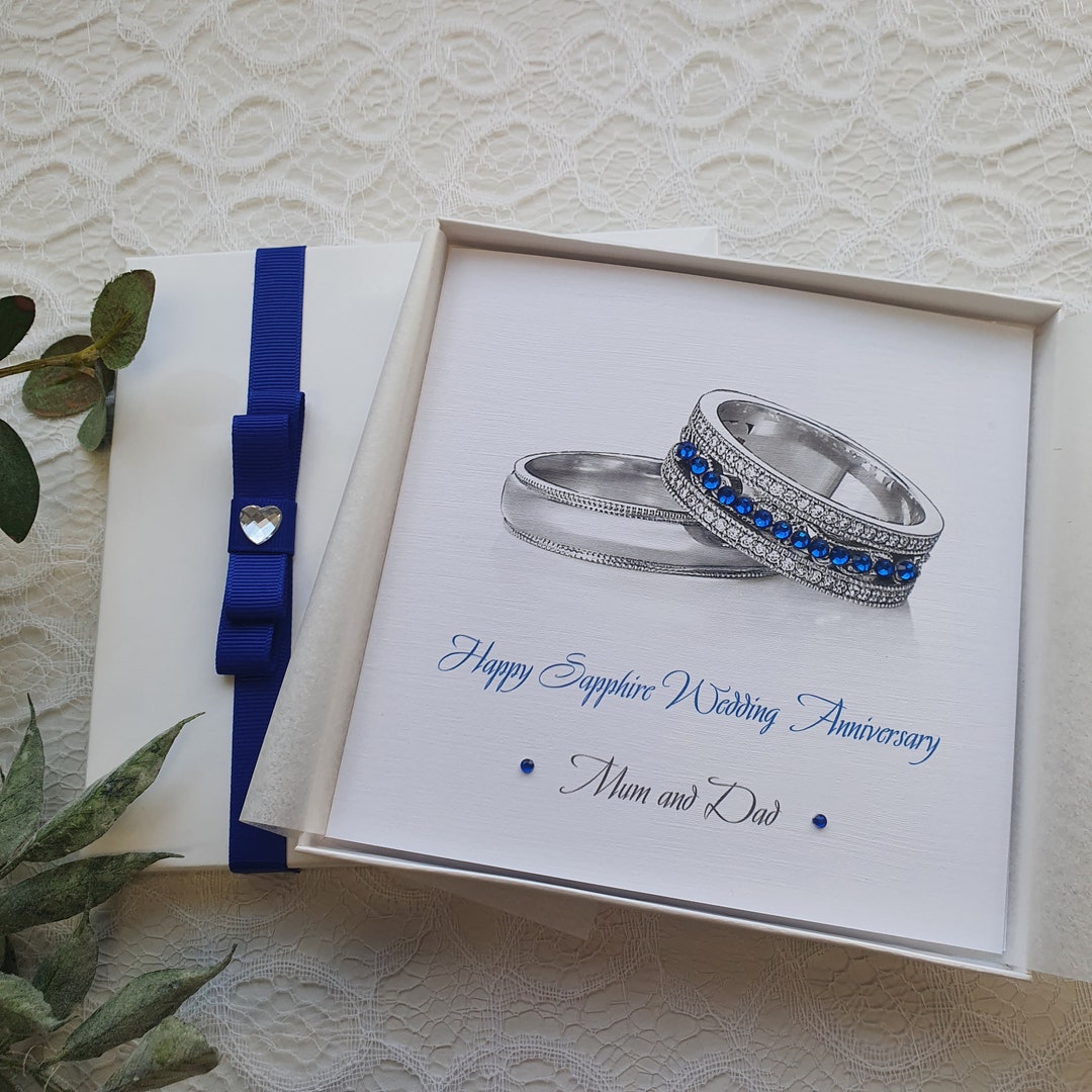 65th 45th Sapphire Wedding Anniversary Card Handmade Personalised ...