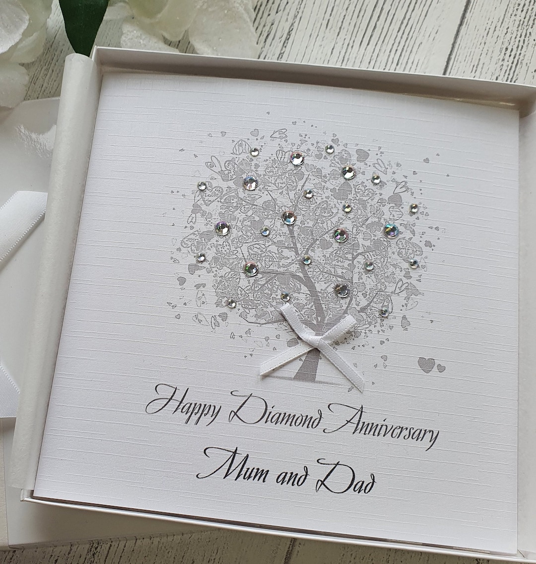 60th Diamond Wedding Anniversary Card Handmade Personalised Parents ...