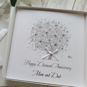 60th Diamond Wedding Anniversary Card Handmade Personalised Parents Grandparents Friends Wife Husband Mum Dad Aunt Uncle sister brother