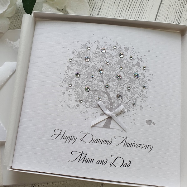 60th Diamond Wedding Anniversary Card Handmade Personalised Parents Grandparents Friends Wife Husband Mum Dad Aunt Uncle sister brother