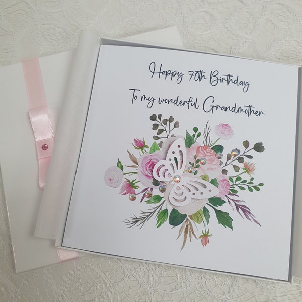 Luxury Handmade personalised birthday card 21st 30th 40th 50th 60th 70th 80th 90th Grandmother Wife Sister Aunt Daughter Mother Mum boxed
