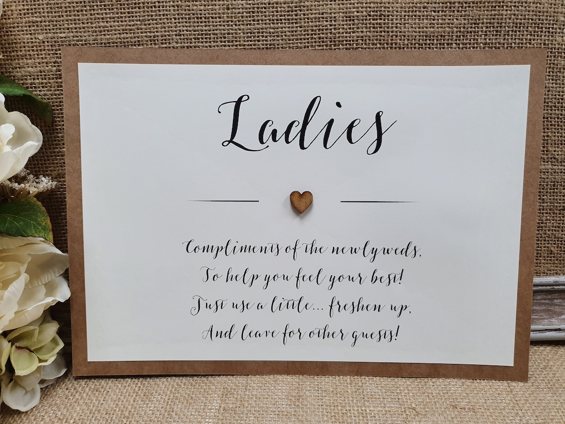 Ladies toiletries basket Wedding Party Sign A4 with wooden Etsy