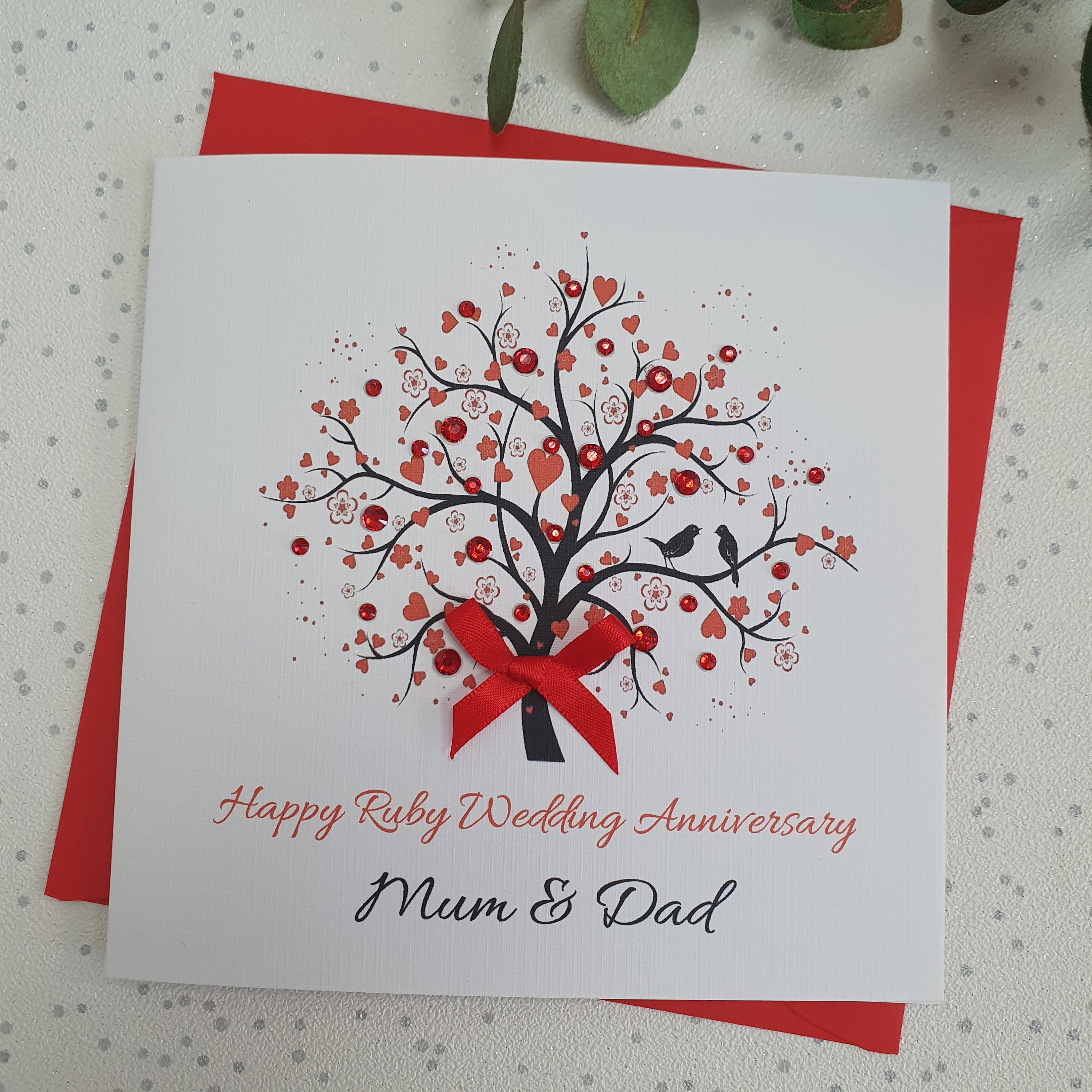40th Ruby Wedding Anniversary Card Handmade Personalised Parents ...