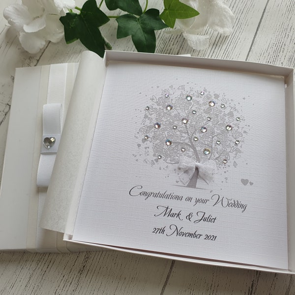 Luxury Handmade Personalised Wedding Congratulations Card with Box or Envelope parents grandparents friends son daughter in law grandson