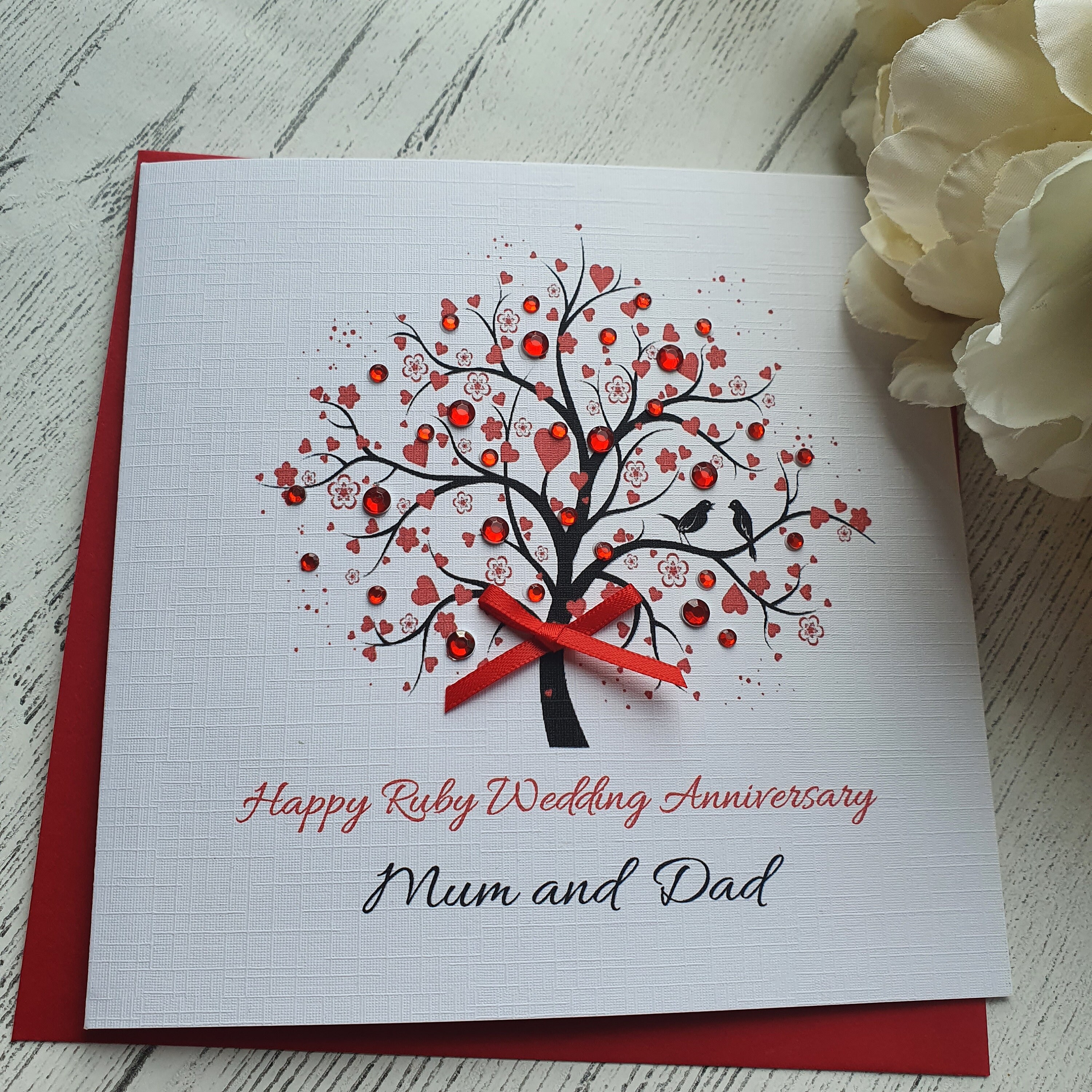 40th Ruby Wedding Anniversary Card Handmade Personalised Parents ...