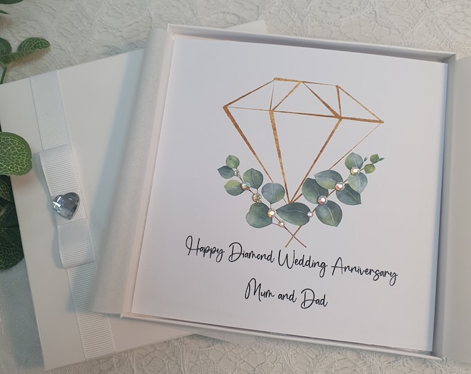 Luxury Handmade Personalised 60th Diamond Wedding Anniversary Card With ...