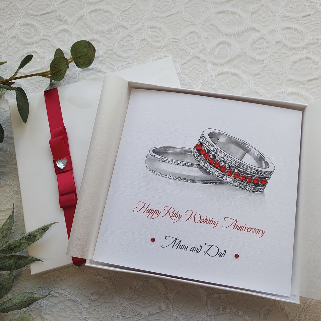 15th 40th Ruby Wedding Anniversary Card Handmade Personalised Parents ...
