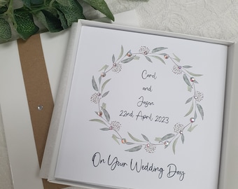 Rustic Handmade Personalised Wedding Congratulations Card with Box or Envelope parents grandparents friends son daughter in law craft brown