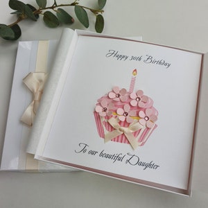 Luxury Handmade personalised birthday card 1st 15th 16th 18th 20th 21st 25th 30th 40th 50th 60th Sister Daughter Mum Granddaughter cupcake