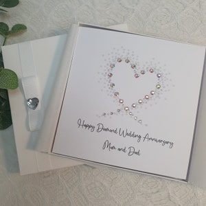 Luxury Handmade personalised 60th Diamond Wedding Anniversary Card with presentation box or envelope parents grandparents friends keepsake