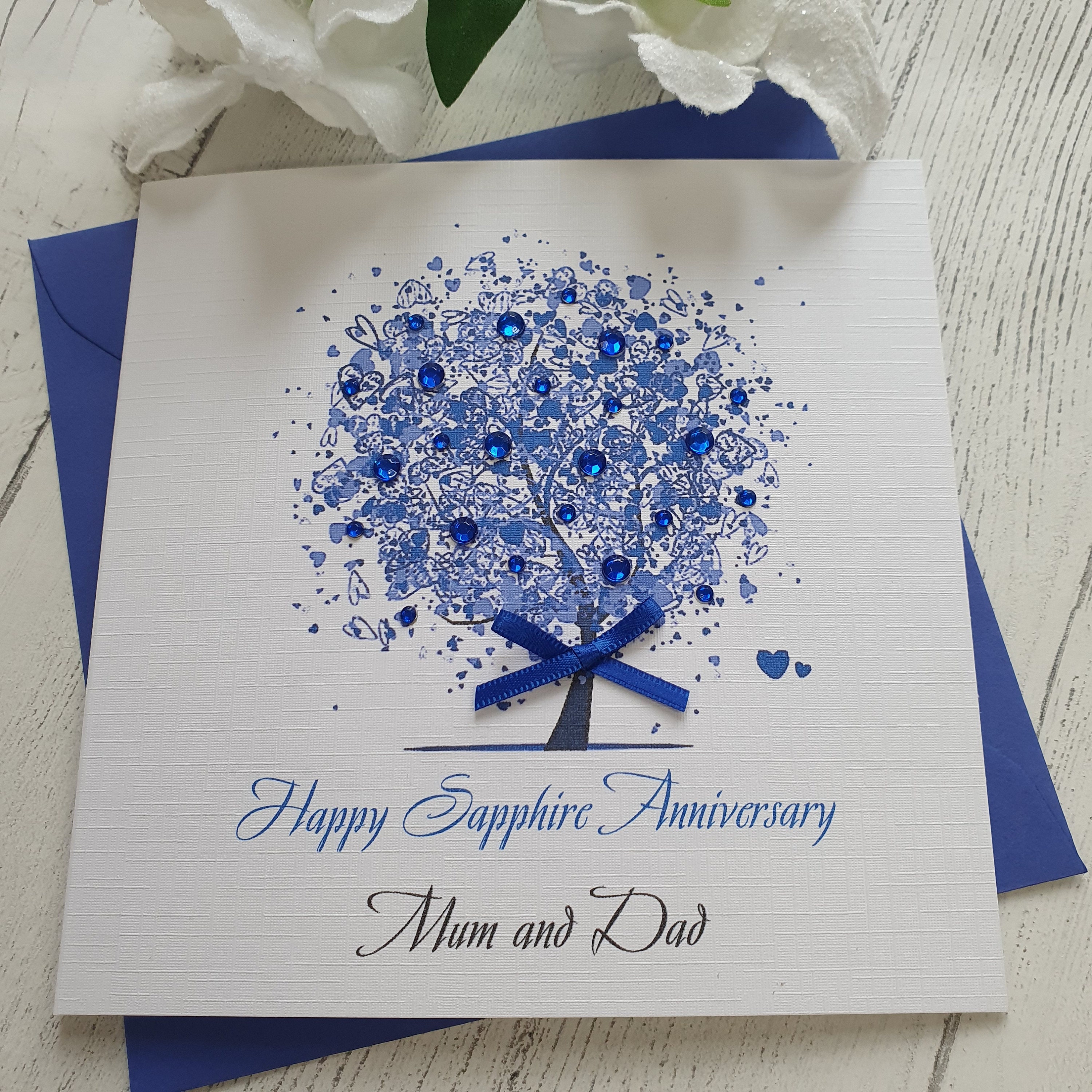 65th 45th Sapphire Wedding Anniversary Card Handmade | Etsy UK