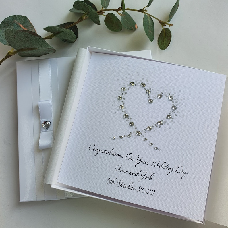Luxury Handmade Personalised Wedding Congratulations Card with Box or Envelope parents grandparents friends son daughter in law grandson image 1