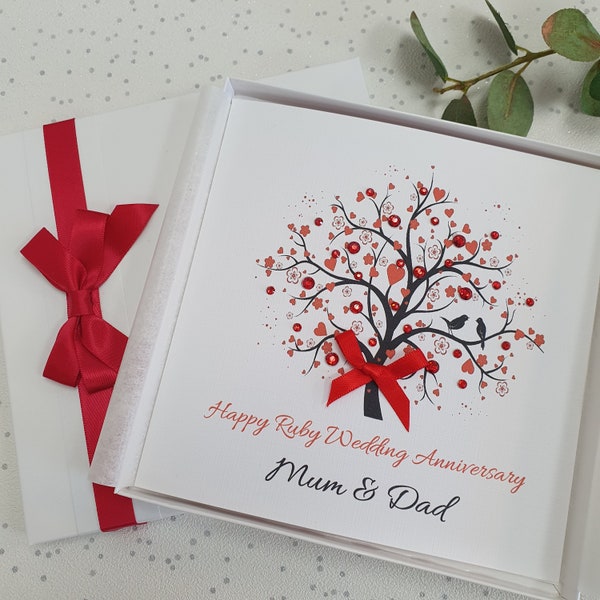 40th Ruby Wedding Anniversary Card Handmade Personalised Parents Grandparents Friends Wife Husband Mum Dad Sister brother Aunt Uncle 15th
