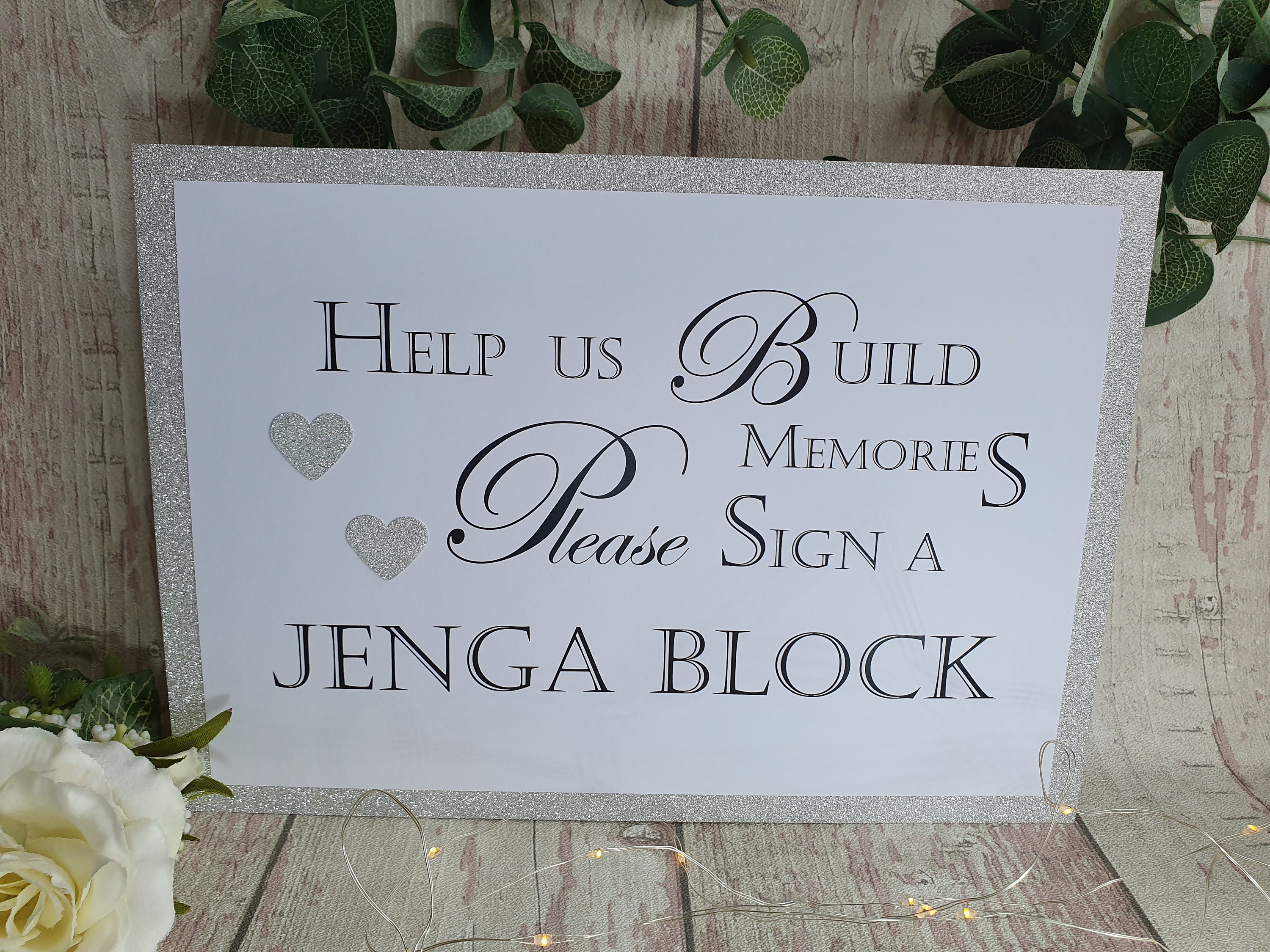 Glitter Jenga Block Guest Book Sign Wedding Party A4 Handmade Etsy UK