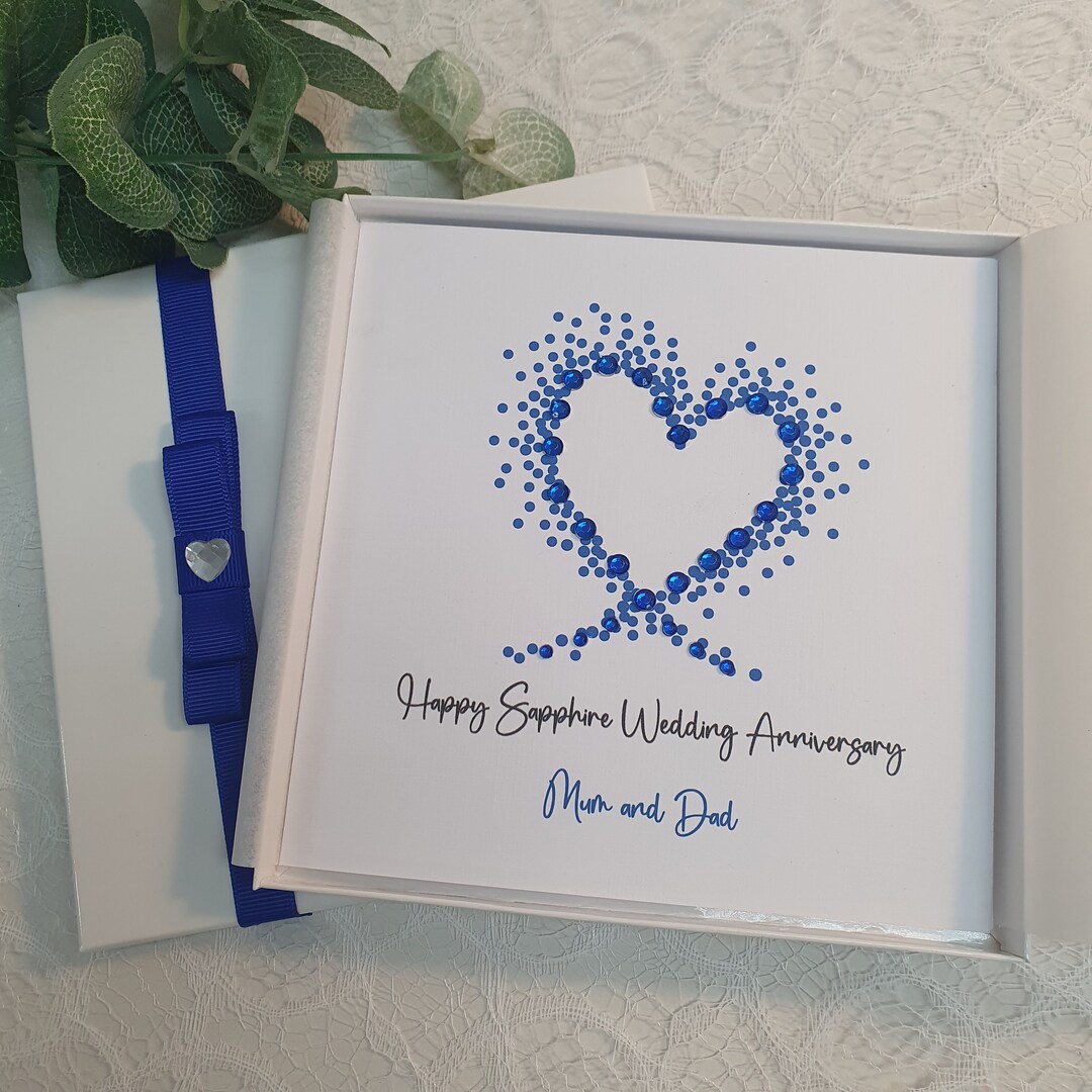 65th 45th Sapphire Wedding Anniversary Card Handmade Personalised ...