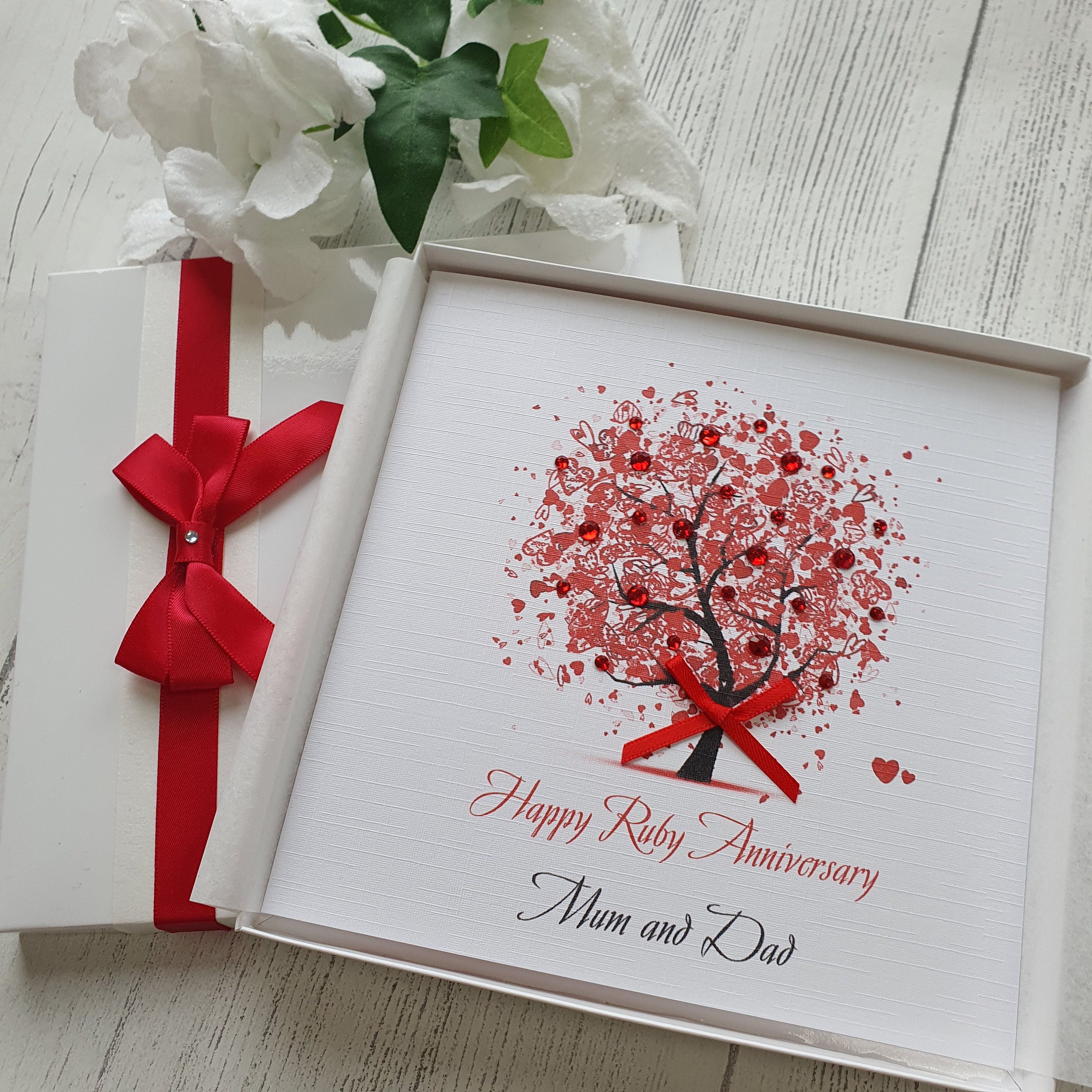 15th 40th Ruby Wedding Anniversary Card Handmade Personalised Parents ...