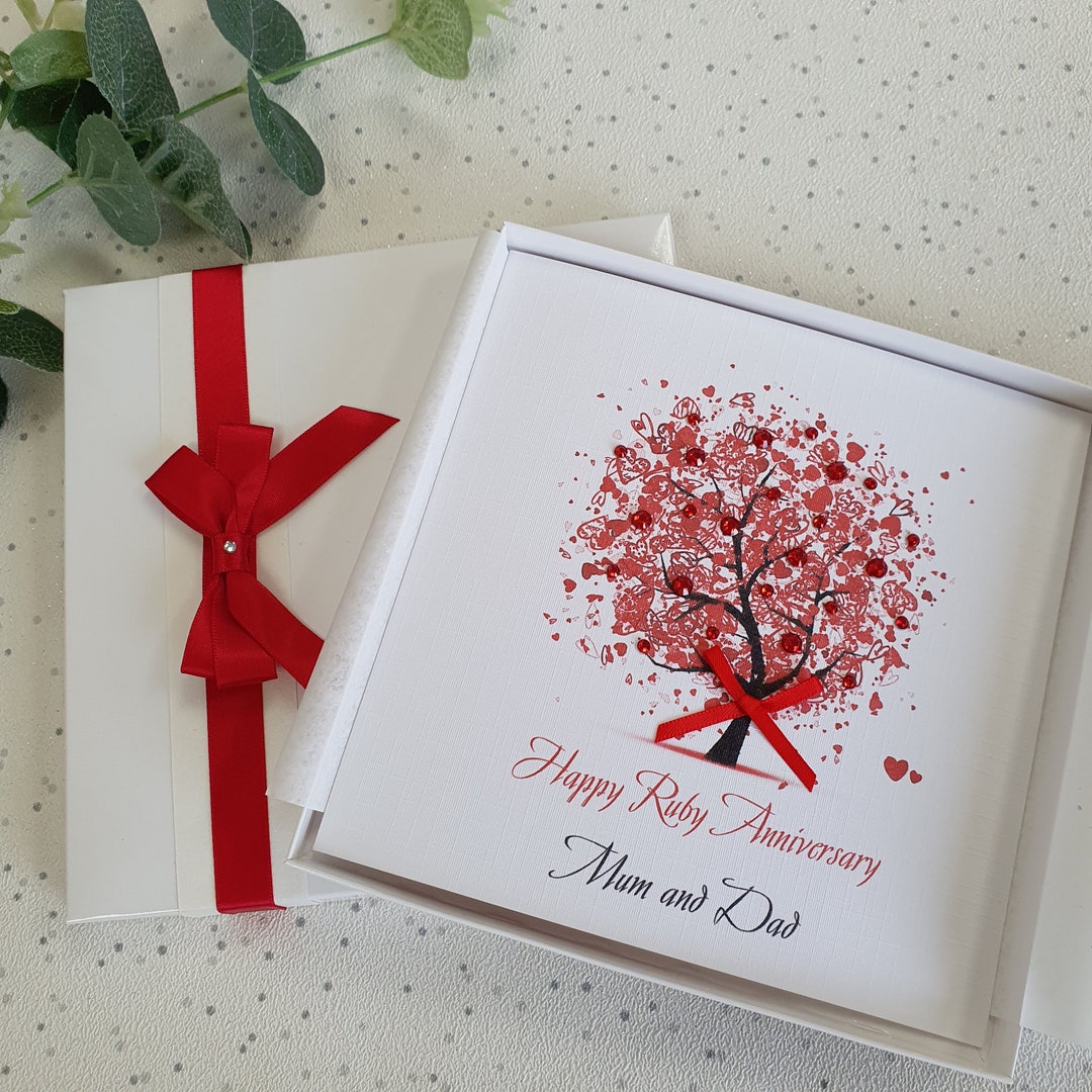 15th 40th Ruby Wedding Anniversary Card Handmade Personalised - Etsy UK