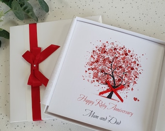 15th 40th Ruby Wedding Anniversary Card Handmade Personalised Parents Grandparents Friends Wife Husband Mum Dad Aunt Uncle sister brother