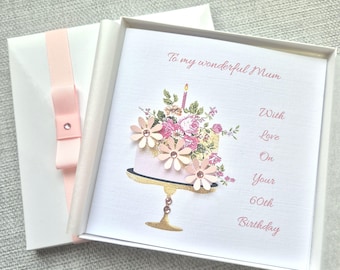 Luxury Handmade personalised birthday card 21st 30th 40th 50th 60th 70th 80th 90th Grandmother Wife Granddaughter Daughter Mother Mum boxed