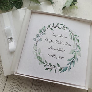 Luxury Handmade Personalised Wedding Congratulations Card with Box or Envelope parents grandparents friends son daughter in law grandson