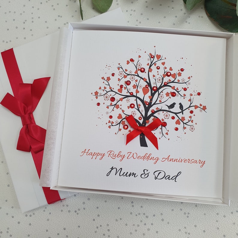 40th Ruby Wedding Anniversary Card Handmade Personalised Parents ...