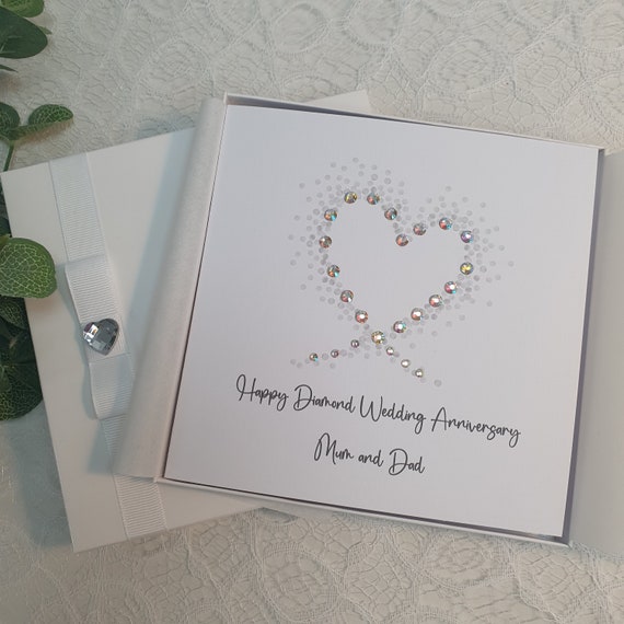 Jubiläumskarte Für Großeltern Zum 60. – „To Wonderful Grandparents“ Mit Diamant-Design