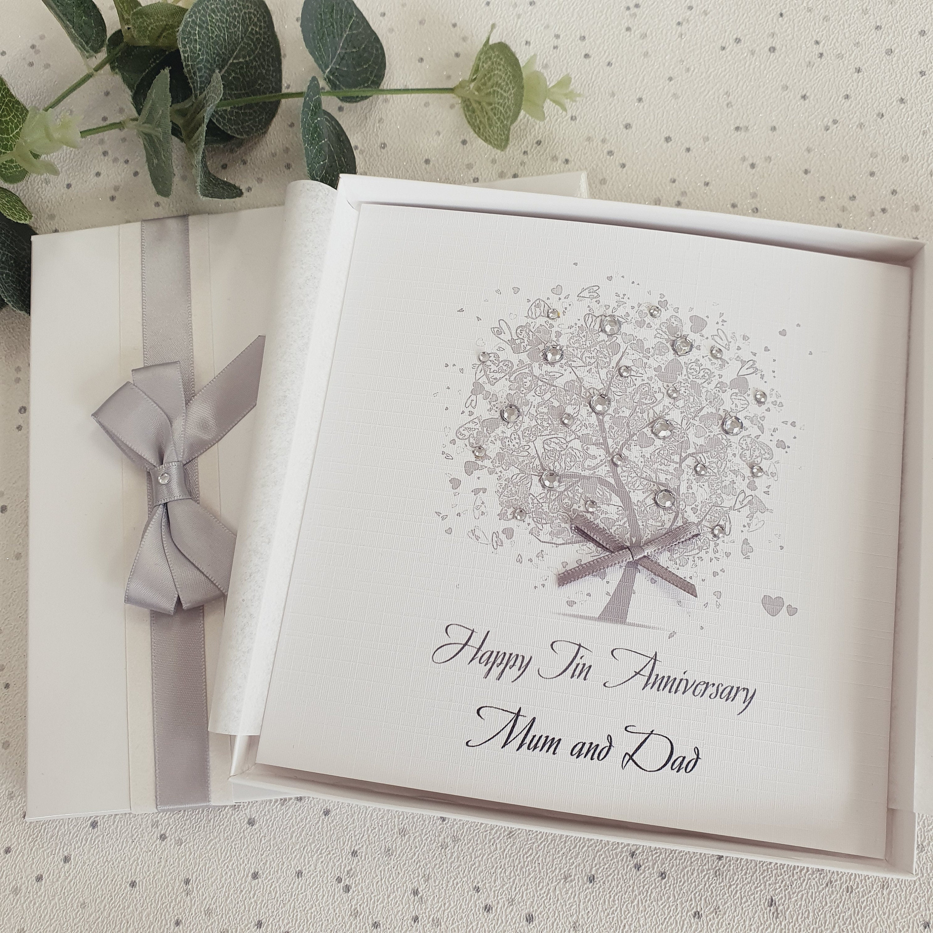 Tin 10th Wedding Anniversary Card Handmade Personalised Parents ...