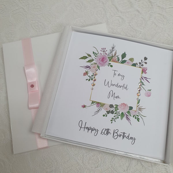 Luxury Handmade personalised birthday card 21st 30th 40th 50th 60th 70th 80th 90th Grandmother Wife Sister Aunt Daughter Mother Mum boxed