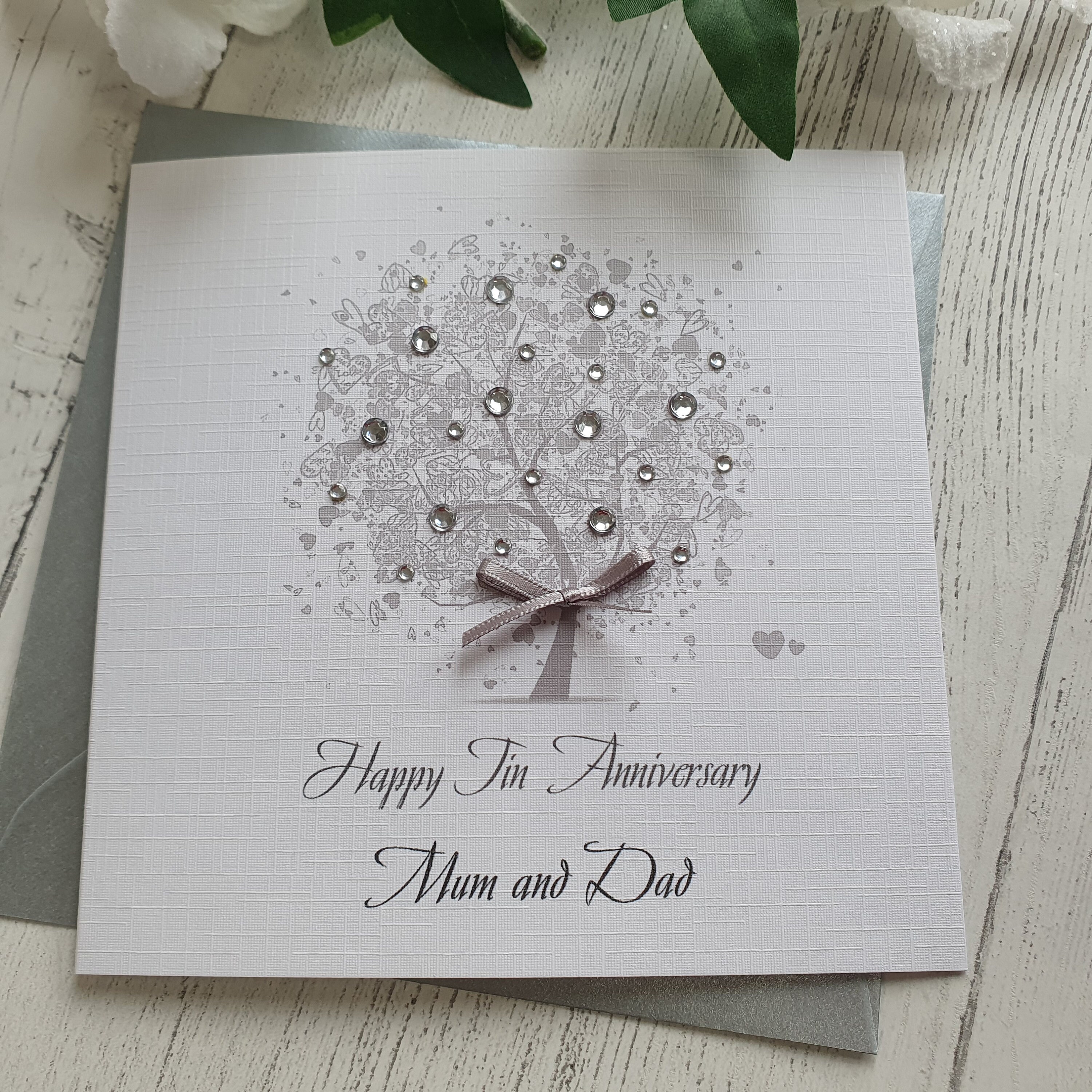 Tin 10th Wedding Anniversary Card Handmade Personalised Etsy