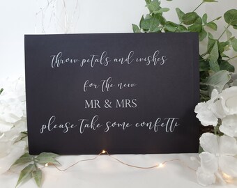 Chalkboard Confetti Wedding Sign blackboard sign for petal throw 