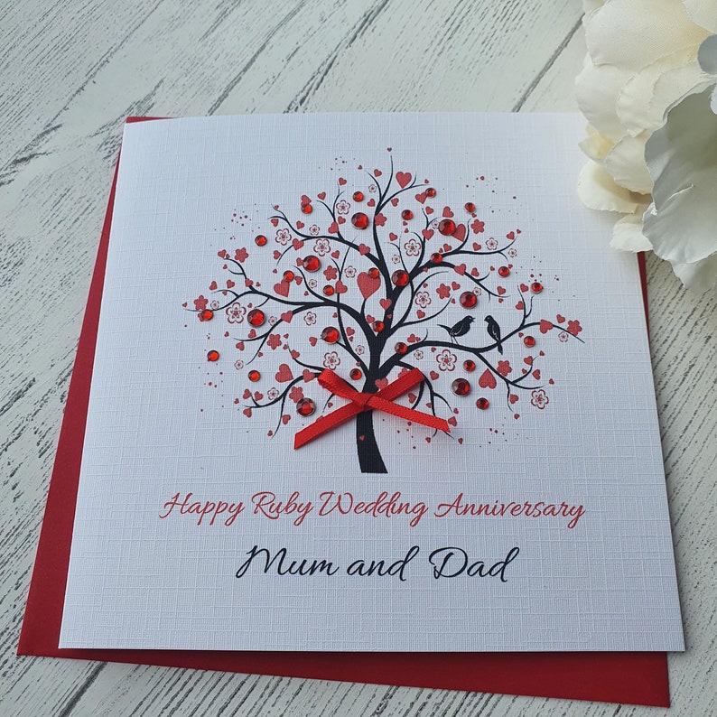 40th Ruby Wedding Anniversary Card Handmade Personalised Parents ...