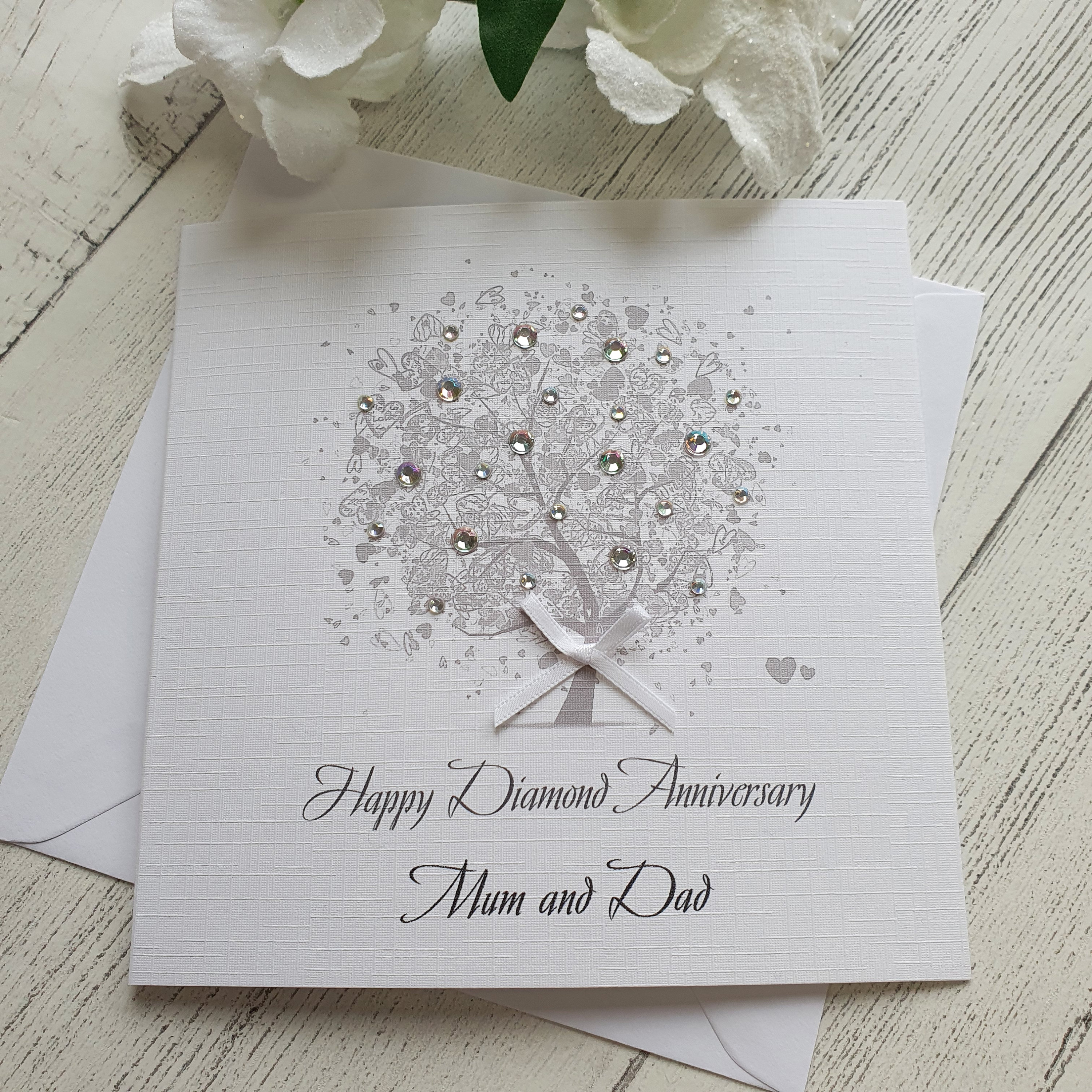 60th Diamond Wedding Anniversary Card Handmade Personalised Parents ...
