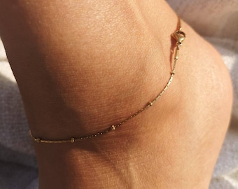 Lily Marissa - Gold 18k waterproof tarnishproof bead dainty simple chain anklet