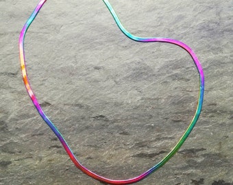Lily Valentina - Rainbow holographic effect flat 3mm wide herringbone snake waterproof tarnish-proof hypoallergenic necklace chain carat