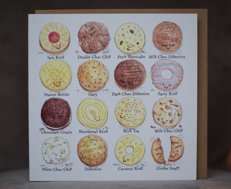 funny greeting ink cake watercolour sweet Blank cute Biscuits EllaJayneartcards Happy Birthday Card ellajayneart children
