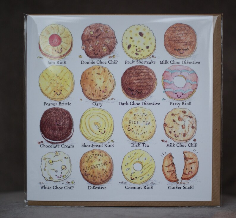 funny greeting ink cake watercolour sweet Blank cute Biscuits EllaJayneartcards Happy Birthday Card ellajayneart children