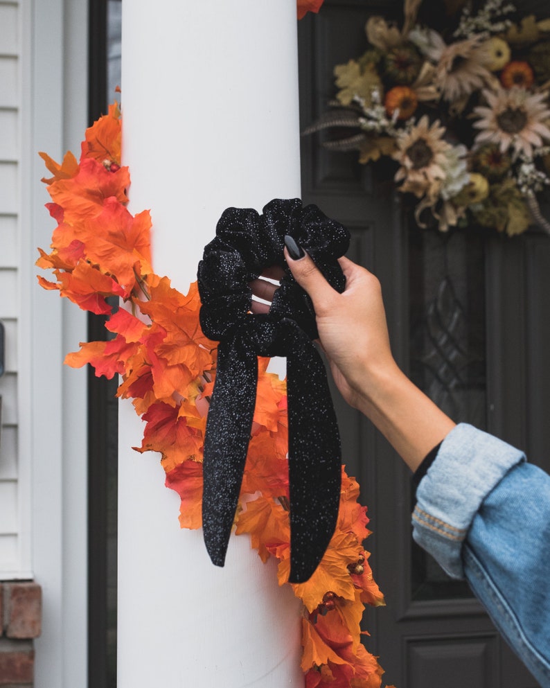 Black Velvet Sparkle Scrunchie with Removable Tie Celeste Scrunchie