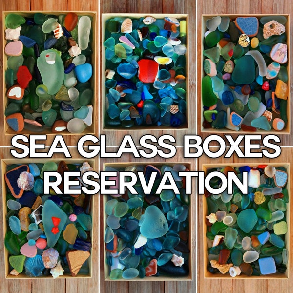 MERMAID BOXES RESERVATIONS. // Boxes containing genuine Spanish sea glass and beach treasures. //