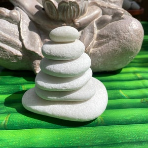 Spanish white sea marble pebbles. Genuine spanish Beach stones. Stackable rocks