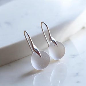 Sterling silver sea glass earrings. Mermaid tail earrings. Sea glass jewelry.