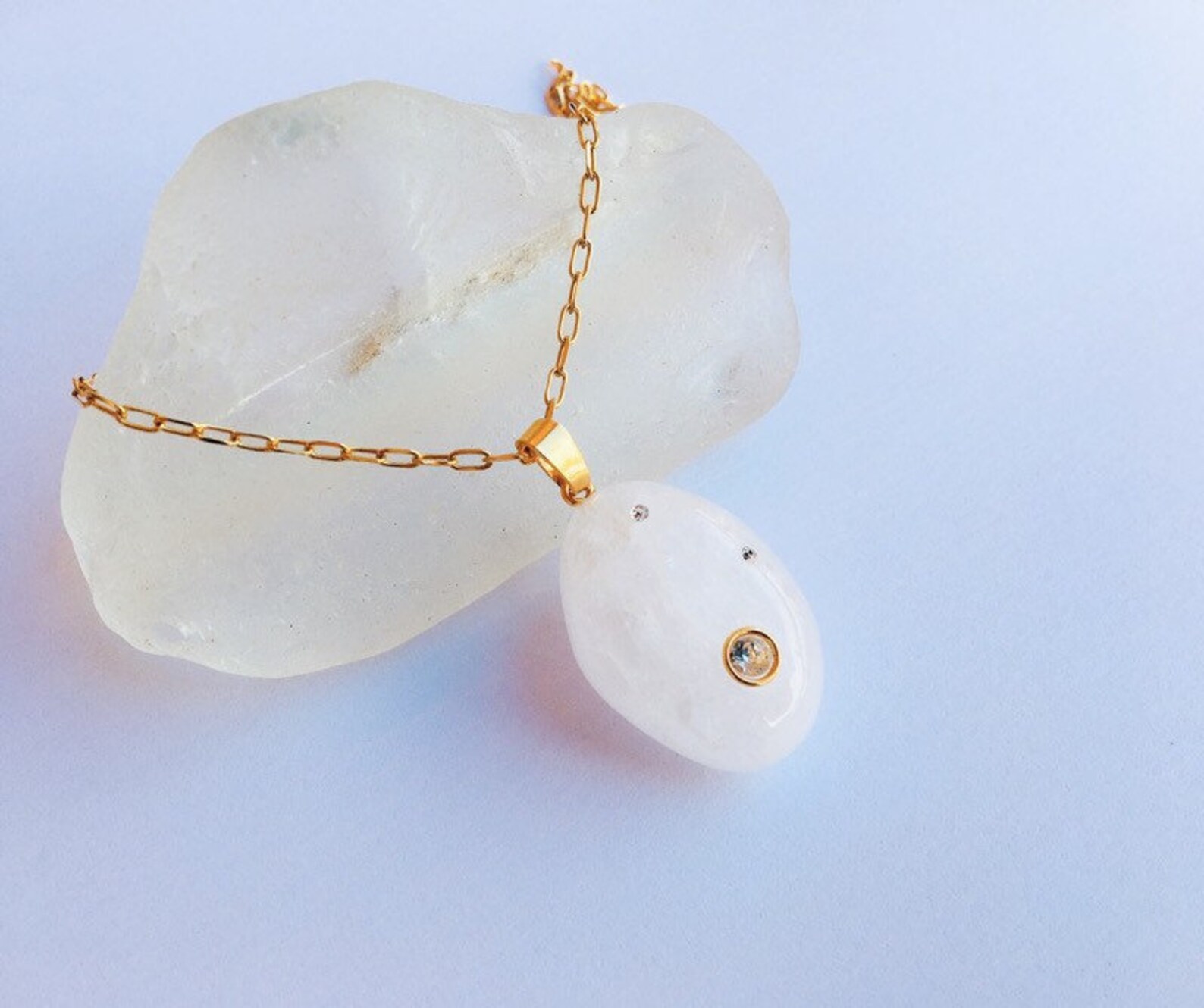 Milky quartz pendant. Snow quartz necklace. Beach quartz | Etsy