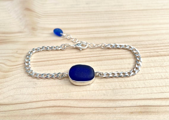 Sea Glass Bracelet in Cobalt