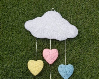 Cloud decor, wall art, mobile, cloud bunting, cloud deco, neutral nursery deco, cloud garland, girls bedroom, hair bow holder, gift