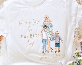 T-shirt personalizzata, T-shirt personalizzate, T-shirt personalizzata per la festa della mamma, T-shirt mamma ragazzo, mamma di 2 ragazzi, Camicia personalizzata, Camicia personalizzata